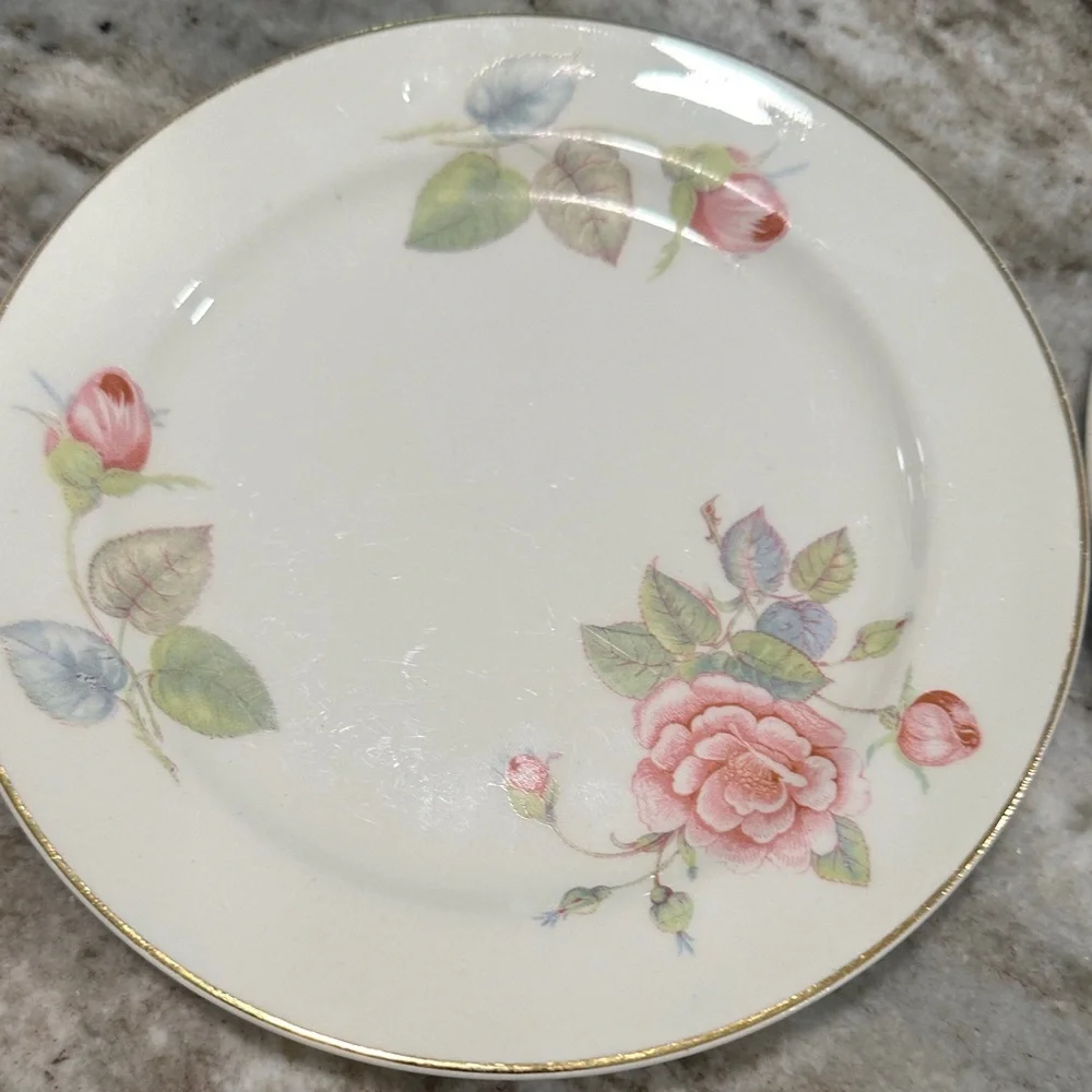 Paden city pottery made USA Floral Rose small Plate Set2